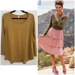 Lularoe Lynnae Long Sleeve Top in Heathered Gold